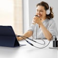 Miniatyrbild 9 av 11: Joyroom SY-C02 2-i-1 DAC-adapter USB-C til USB-C / 3,5 mm minijack - svart