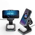 Miniatyrbild 8 av 11: Trådløs Acefast 15W Qi-lader for iPhone (MagSafe), Apple Watch og Apple AirPods-holder magnetisk holder svart (E3 svart)
