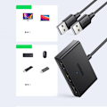 Miniatyrbild 2 av 8: Ugreen switch adapter switch box USB 2 innganger - 3 utganger svart (CM409)