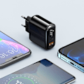 Miniatyrbild 3 av 10: McDodo-nettladdare, universal, rask PD-nedlasting, 20W, 2xUSB, USB-C, LCD