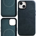 Miniatyrbild 1 av 11: iCarer Oil Wax Premium Leather Case magnetisk lærveske for iPhone 14 og MagSafe mørkeblå (WMI14220701-BU)