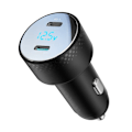 Miniatyrbild 3 av 11: 2x USB C 70W billader med LED display Joyroom JR-CCD02 - svart