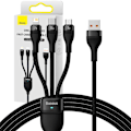 Miniatyrbild 1 av 11: Baseus Flash-seriekabel USB - USB Type C / Lightning / micro USB 100 W 1,2 m svart (CASS030001)