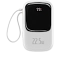 Miniatyrbild 6 av 11: Baseus Qpow Digital Display Powerbank med hurtiglading 20000mAh 22,5W QC/PD/SCP/FCP med innebygd USB-C-kabel hvit
