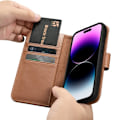 Miniatyrbild 5 av 11: iCarer Lommebokveske 2-i-1 iPhone 14 Pro-deksel Leather Flip Cover Anti-RFID Brun (WMI14220726-BN)