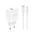 Miniatyrbild 2 av 8: Dudao A20EU USB-A 18W vegglader - hvit + USB-A - mikro USB-kabel