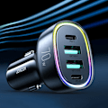 Miniatyrbild 2 av 11: Joyroom 70 W billader med 4 porter: 2 x USB C, 2 x USB svart (JR-CL29)