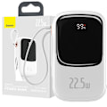 Miniatyrbild 1 av 11: Baseus Qpow Digital Display Powerbank med hurtiglading 20000mAh 22,5W QC/PD/SCP/FCP med innebygd USB-C-kabel hvit
