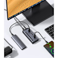 Miniatyrbild 8 av 11: Ugrønn multifunksjonell HUB 7in1 USB Type C - 7x USB Type A 3.0 PD DC 12V grå (CM481)