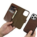 Miniatyrbild 5 av 11: iCarer Oil Wax lommebokveske 2-i-1-veske iPhone 14 Pro Max flip-deksel i skinn RFID brun (WMI14220724-BN)