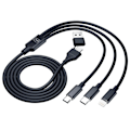 Miniatyrbild 8 av 11: 3mk Hyperkabel 3-i-1 USB-A - USB-C / USB-C - mikro-USB - Lightning 1,5 m - svart