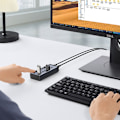 Miniatyrbild 9 av 11: Ugrønn multifunksjonell HUB 7in1 USB Type C - 7x USB Type A 3.0 PD DC 12V grå (CM481)