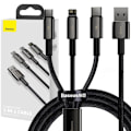Miniatyrbild 1 av 11: Baseus Tungsten 3-i-1 kabel USB - USB Type C / Lightning / micro USB 3,5 A 1,5 m svart (CAMLTWJ-01)