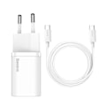 Miniatyrbild 10 av 11: Baseus Si USB-C 25W 3A hurtiglader USB-C / USB-C med 1m kabel - hvit