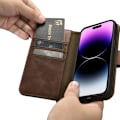 Miniatyrbild 4 av 11: iCarer Oil Wax lommebokveske 2-i-1-veske iPhone 14 Pro Max flip-deksel i skinn RFID brun (WMI14220724-BN)
