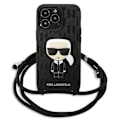 Miniatyrbild 2 av 7: Karl Lagerfeld KLHCP13LCMNIPK iPhone 13 Pro / 13 6,1" hårdfodral svart/svart Läder Monogram Patch och sladd Iconik