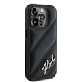 Miniatyrbillede 4 af 8: KARL LAGERFELD DIAGONAL QUILTED SCRIPT COVER TIL IPHONE 15 PRO - SORT