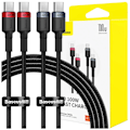 Miniatyrbild 1 av 10: Baseus Cafule USB-C / USB-C kabel 100W 1 m - rød-svart og svart-grå (2 stk)