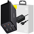 Miniatyrbild 1 av 11: Baseus rask GaN5 Pro HUB HDMI-lader 2 x USB-C / USB-A / HDMI 4K 30Hz 1,5m svart + USB-C - USB-C 100W 40Gb/s (USB4) kabel 1m (CCGP110201)