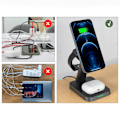 Miniatyrbild 11 av 11: Trådløs Acefast 15W Qi-lader for iPhone (MagSafe), Apple Watch og Apple AirPods-holder magnetisk holder svart (E3 svart)