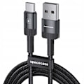 Miniatyrbild 2 av 11: Utrymdsfodral Usb-C Till Usb Typ C-Kabel 1M 3A Svart För Snabbladdning