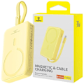 Miniatyrbild 1 av 11: Baseus Magnetic Mini MagSafe 10000mAh 30W strømforsyning med innebygd USB-C-kabel - gul + Baseus Simple Series USB-C - USB-C 60W 0.3