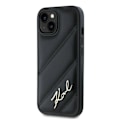 Miniatyrbillede 2 af 8: KARL LAGERFELD DIAGONAL QUILTED SCRIPT COVER TIL IPHONE 15 PLUS / 14 PLUS - SORT