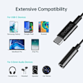 Miniatyrbillede 5 af 11: CHOETECH ADAPTER USB-C / DC 3,5MM AUDIO HOLDBAR SORT