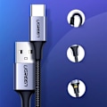 Miniatyrbild 8 av 11: Ugrønn kabel USB - USB Type C Quick Charge 3.0 3A 2m grå (60128)