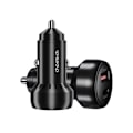 Miniatyrbild 4 av 9: Choetech TC0014 USB-C USB-A PD 60W billader med LED-bakgrunnsbelysning - Svart