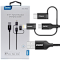 Miniatyrbillede 1 af 3: CHOETECH 3IN1 USB LIGHTNING/USBC/MICROUSB KABEL 3A/480 MBPS 1,2 M SORT
