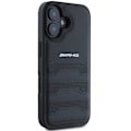 Miniatyrbild 4 av 8: AMG AMHCP16SGSEBK iPhone 16 6,1" svart/svart hårdfodral Läder Präglade linjer Svart logotyp