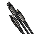 Miniatyrbild 3 av 11: Baseus Tungsten 3-i-1 kabel USB - USB Type C / Lightning / micro USB 3,5 A 1,5 m svart (CAMLTWJ-01)