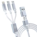 Miniatyrbild 9 av 11: 3mk Hyperkabel 3in1 USB-A - USB-C / USB-C - mikro-USB - Lightning 1,5 m - hvit
