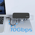 Miniatyrbillede 7 af 11: CHOETECH HUB USB-C - USB-C PD/USB-C/USB-A/HDMI /VGA/DP/SD/TF/RJ45/AUX GRÅ