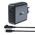 Miniatyrbillede 6 af 8: ACEFAST HURTIG NETVÆRKSLADER 3XUSBC/1XUSBA 100W SORT + KABEL 100W 2M