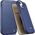 Miniatyrbild 1 av 11: iCarer CE Premium lærfolieveske iPhone 14 Plus lær Flip-deksel magnetisk MagSafe Blue (WMI14220715-BU)