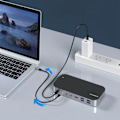Miniatyrbillede 8 af 11: CHOETECH HUB USB-C - USB-C PD/USB-C/USB-A/HDMI /VGA/DP/SD/TF/RJ45/AUX GRÅ