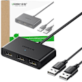 Miniatyrbild 1 av 8: Ugreen switch adapter switch box USB 2 innganger - 3 utganger svart (CM409)