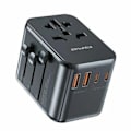 Miniatyrbild 1 av 4: AWEI nätverksadapter 2xUSB+3xUSB-C C-39 35W 4in1 US/AU/EU/UK svart/svart Universal Travel GaN-laddare