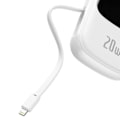 Miniatyrbild 4 av 11: Baseus Qpow Digital Display strømbank med hurtiglading 20000mAh 20W QC/PD/SCP/FCP med innebygd Lightning-kabel hvit