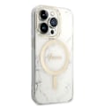 Miniatyrbild 4 av 10: Guess sett MagSafe lader + deksel til iPhone 14 Pro 6.1 hvit marmor (GUBPP14LHMEACSH)