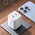 Miniatyrbild 6 av 10: GaN hurtiglader 2 x USB-C 45W QC PD Ugreen CD294 - hvit