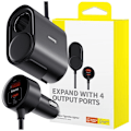 Miniatyrbild 1 av 11: Baseus High Efficiency Pro 2x sigarettenneradapter USB-A USB-C med 30W lader - svart