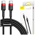 Miniatyrbild 1 av 11: Baseus Cafule-kabel slitesterk nylonkabelledning USB-C PD / USB-C PD PD2.0 60W 20V 3A QC3.0 1M svart-rød (CATKLF-G91)
