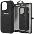 Miniatyrbild 1 av 9: AMG AMHMP14XOSDBK iPhone 14 Pro Max 6.7 svart/svart hardt etui skinn buede linjer MagSafe