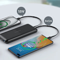 Miniatyrbillede 6 af 11: CHOETECH B654 10000MAH 22,5W USB-A / USB-C / MICRO USB POWERBANK MED INDBYGGET USB-C / LIGHTNING-KABEL - SORT