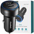 Miniatyrbild 1 av 9: Choetech TC0014 USB-C USB-A PD 60W billader med LED-bakgrunnsbelysning - Svart