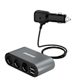 Miniatyrbillede 3 af 5: DUDAO BILOPLADER 2XUSB/3X CIGARET LÆNTER STIK SPLITTER SORT