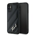 Miniatyrbillede 1 af 8: KARL LAGERFELD DIAGONAL QUILTED SCRIPT COVER TIL IPHONE 11 / XR - SORT